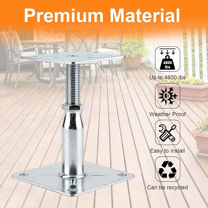 8 Pack Adjustable Support Jack for The Floor, Deck Foundation, Post Floor Joist - Image 6