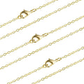 ALEXCRAFT Wholesale 12 PCS Gold Plated Brass Flat Cable Chain Finished Necklace Chains Bulk for Jewelry Making(20 Inch(2MM))