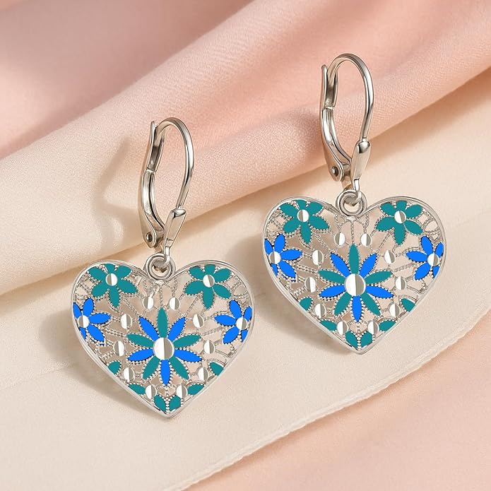 LeCalla 925 Sterling Silver Teardrop Drop Earrings for Womens | Lightweight Italian Minimalist Teardrop Filigree Earrings | Filigree Circle Drop Dangle Earrings for Women Birthday Gift