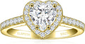 Elspeth 925 Sterling Silver Heart Engagement Ring for Women Heart Cut Cubic Zirconia Promise Ring Size 4-10
