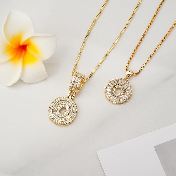 14K Gold Plated Alphabet Necklace Cubic Zirconia Letter Pendant, Personalized Name Jewelry Gift for Women, Customizable A-Z, Birthday/Mothers Day Gifts for Womens