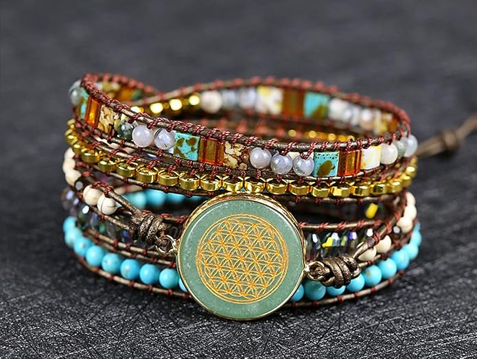 ZOSOJONA Women Wrap Bracelets Boho Natural Stone Jasper Turquoises Strand Bracelet Jewelry Collection