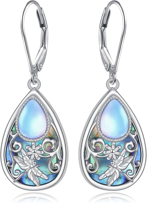 925 Sterling Silver Filigree Dangle Drop Earrings Daisy/Lotus/Rose Flower/Moonstone Leverback Teardrop Earrings for Women Infinity Celtic Knot Daisy Lotus Jewelry for Mothers Day