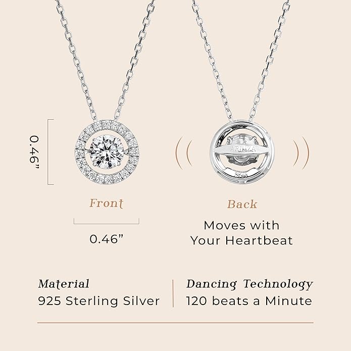 ARINZA Moissanite Necklace for Women, 1 Ct 925 Sterling Silver Dancing Diamond Pendant, 18+2 Inch Chain, Valentine’s Day Christmas Gift for Her, Wife, Mom, Anniversary, Birthday