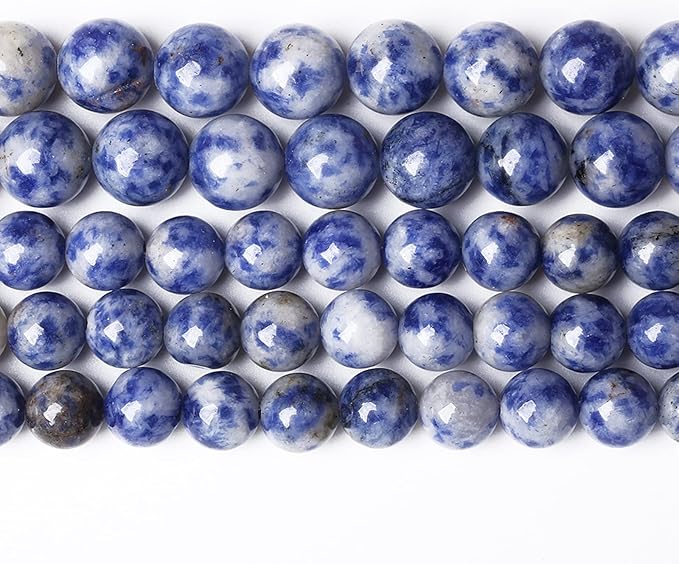 45PCS 8mm Natural Sodalite Beads Round Loose Stone Beads for Jewelry Making DIY Energy Stone Healing Power Bracelet 15"