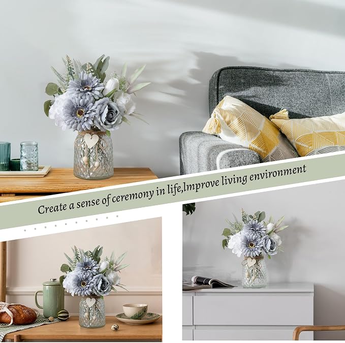 Fake Flowers in Vase with a Flower Arrangement, Silk Artificial Flowers in Vase - Image 4
