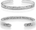 Carviell Engraved Cuff Bracelets for Women – Inspirational, Friendship, Love, Mom, Daughter, Sister, Christian, Graduation, Memorial & Wedding Gifts – 80+ Phrases – Stainless Steel, Gift-Ready