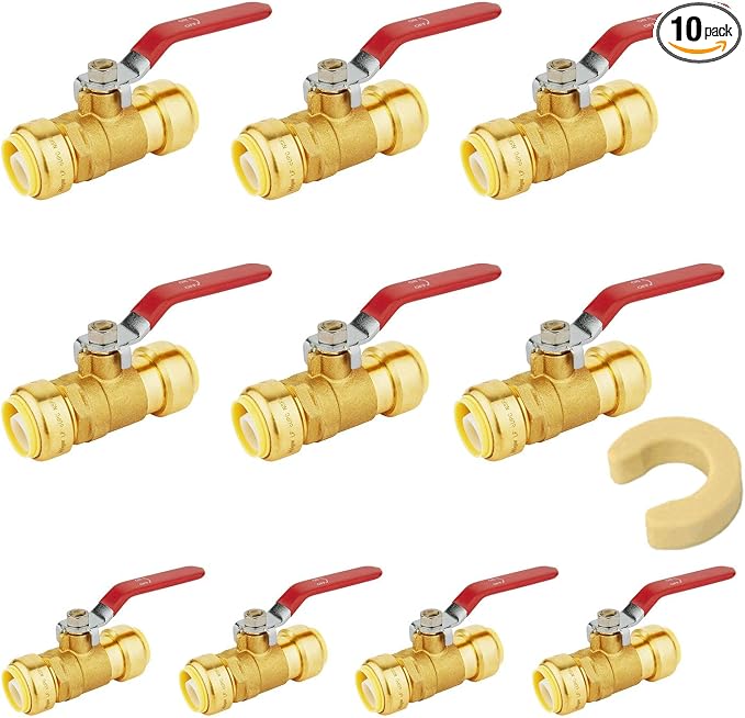 1" Ball Valves, 10 Pack Push Fit Shut Off Valves by Unknown