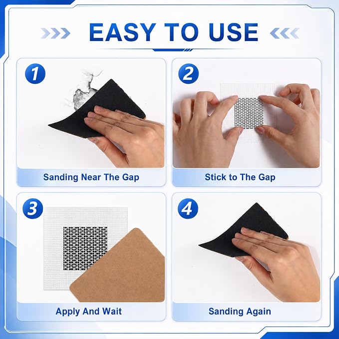 Blulu 30 Pcs 2 Inch Drywall Repair Kit Self Adhesive Mesh Drywall Patches - Image 4