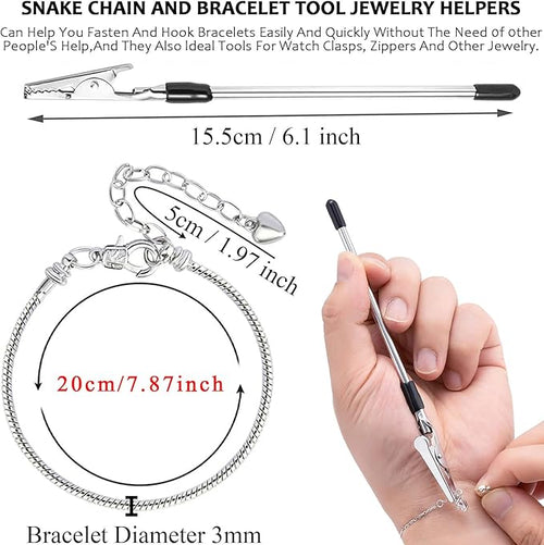 10 Pcs Snake Chain Charm Bracelet Chains with Bracelet Helper 3mm Adjustable Snake Charm Bracelet with Heart Lobster Clasp Extender Chain DIY Bracelet Chains for Women Gift Jewelry Making Supplies