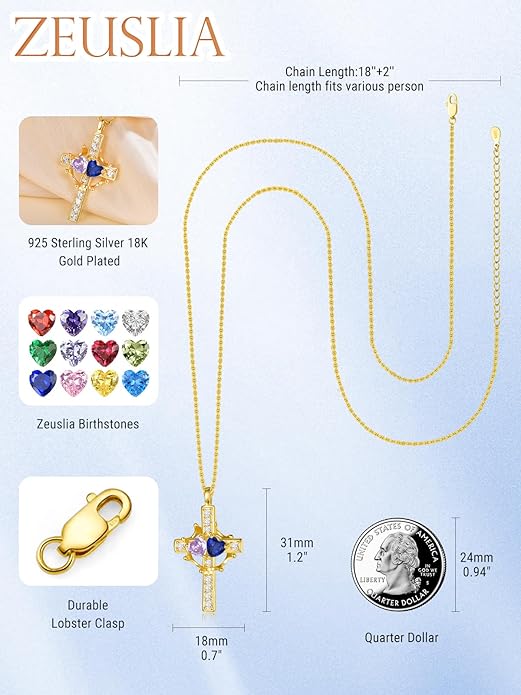 Valentine's Day Gifts for Wife 925 Sterling Silver Double Birthstone Pendant Necklaces I Love You for Always and Forever Necklace Anniversary Birthday Gifts for Wife Girlfriend Mom Her