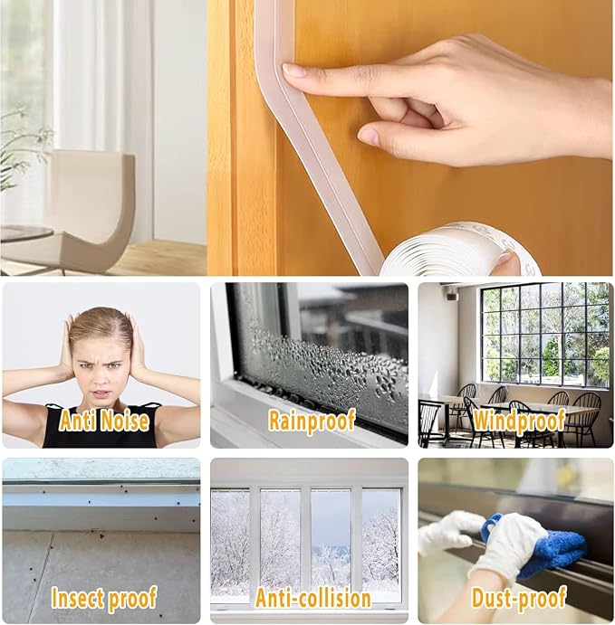 Weather Stripping Door Seal Strip Tape, Silicone Door Draft Stopper, Self - Image 3