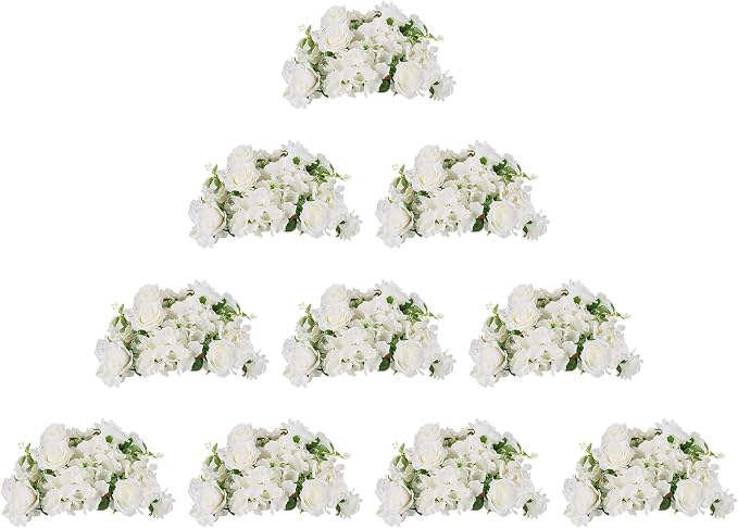 BLOSMON Artificial Flower Balls Wedding Centerpieces 10 Pcs 14.2" Large White by Blosmon
