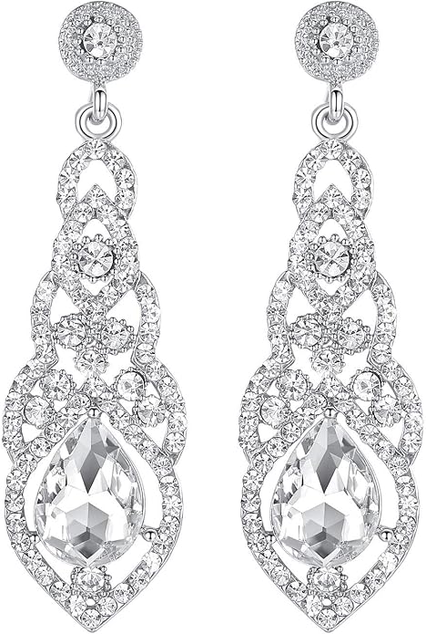 mecresh Women's Alloy Teardrop Crystal Chandelier Dangle Earrings