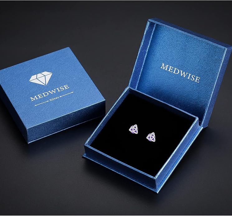 MEDWISE 925 Sterling Silver Birthstone Stud Earrings for Women Birthday Jewelry Gifts for Daughter Mother Women Valentines Day Gifts for Her