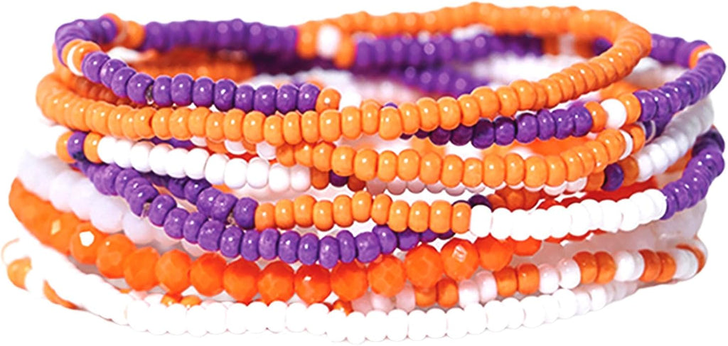 INK + ALLOY Game Day Bracelet Stacks, Beaded Bracelets for Football Gameday Outfits, Handmade Jewelry for College Students, Teachers, Football Moms, Set of 10