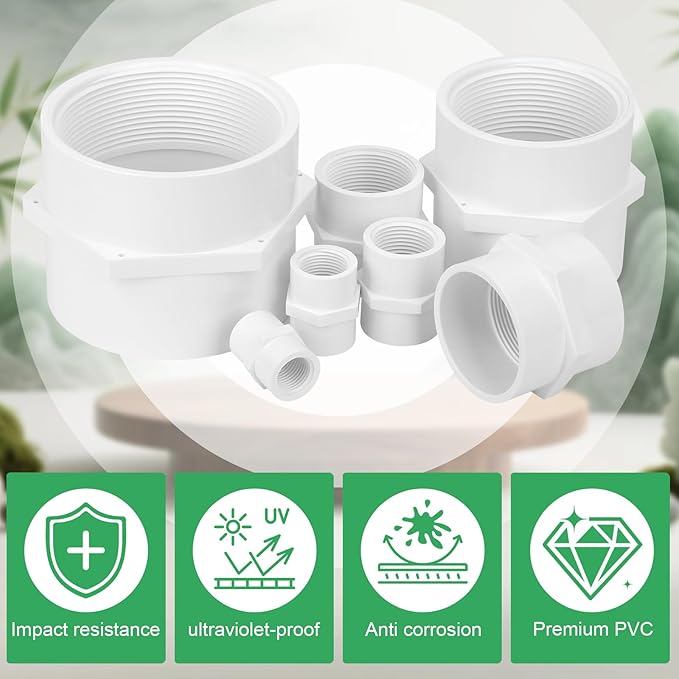 10Pack 3/4 Inch PVC Female Thread Adapter Pipe Fittings Furniture Grade SCH40 - Image 4