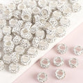100Pcs Rhinestone Large Hole Beads Spacer Beads White European Craft Big Beads Large Hole Rhinestones Lampwork Murano Bead Fairy Wand Garden Beads for DIY Bracelet Necklace Jewelry Making Supplies