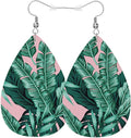 Palm Leaves Leather Teardrop Earrings For Women Tropical Banana Leaf Paradise Palm Foliage Western Earrings For Friends Gift Drop Dangle Earrings