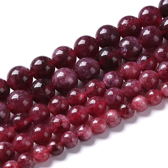 36pcs 10mm Natural Garnet Jade Gemstone Round Loose Spacer Beads for Jewelry Making Healing Energy Stone Beads DIY Bracelets Necklaces 15" (10mm, Garnet Jade)