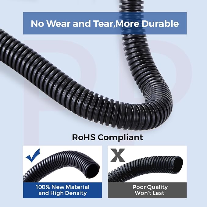 Split Wire Loom 1/4 Inch, 13FT Wire Protector Tubing - Image 2