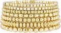 Gold Plated Beaded Bracelets for Women Trendy, 14K Gold Plated Stack Cross Pearl Gold Plated Bead Stretch Bracelets Set Elastic Hypoallergenic Bracelets Jewelry Gifts