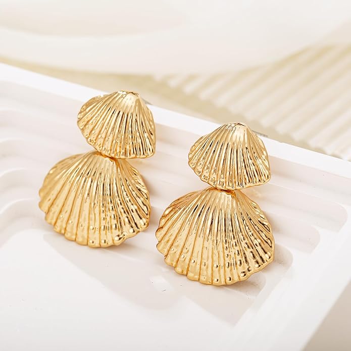 Gold/Silver Shell Dangle Earrings for Women Seashell Drop Dangle Earrings Ocean Beach Earrings Summer Jewelry