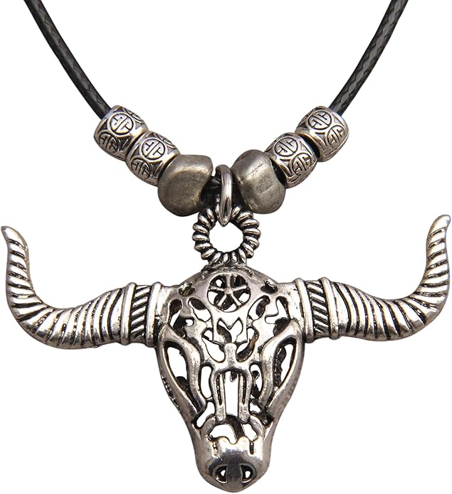 GelConnie Boho Necklaces for Women Vintage Silver Circles Long Pendant Necklace Cowgirl Sweater Necklace Adjustable Leather Choker Necklace for Women