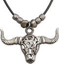 GelConnie Boho Necklaces for Women Vintage Silver Circles Long Pendant Necklace Cowgirl Sweater Necklace Adjustable Leather Choker Necklace for Women
