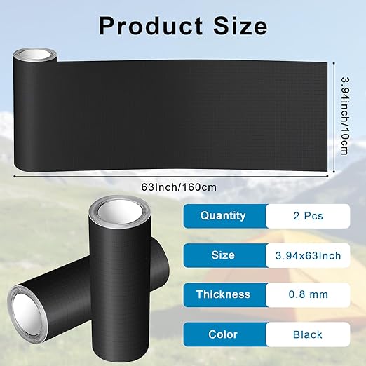 2 Pieces Black Nylon Patch Repair Kit, 4 x 63 Inch | Quick Self-Adhesive - Image 2