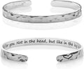 Carviell Engraved Cuff Bracelets for Women – Inspirational, Friendship, Love, Mom, Daughter, Sister, Christian, Graduation, Memorial & Wedding Gifts – 80+ Phrases – Stainless Steel, Gift-Ready