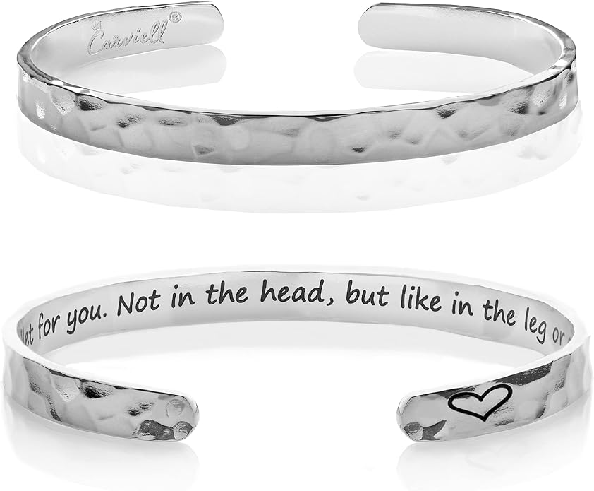 Carviell Engraved Cuff Bracelets for Women – Inspirational, Friendship, Love, Mom, Daughter, Sister, Christian, Graduation, Memorial & Wedding Gifts – 80+ Phrases – Stainless Steel, Gift-Ready