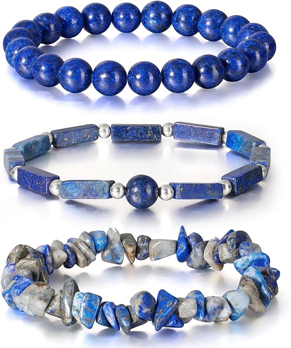 3Pcs Natural Stone Bracelets for Women 8mm Crystal Beaded Bracelets Handmade Stretch Bracelet Healing Crystal Jewelry for Women