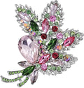 YOQUCOL Big Large Brooch Pin Austrian Crystal Leaf Shape Bouquet Rhinestone Scarf Decoration Wreath Cloth Brooches Pins For Women Girls
