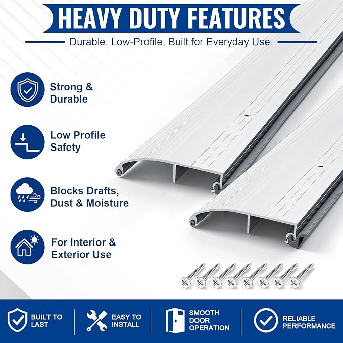 Tandefio 2 Pcs 3-1/2" x 5/8" x 36" Door Threshold Heavy Duty Aluminum and Vinyl - Image 4