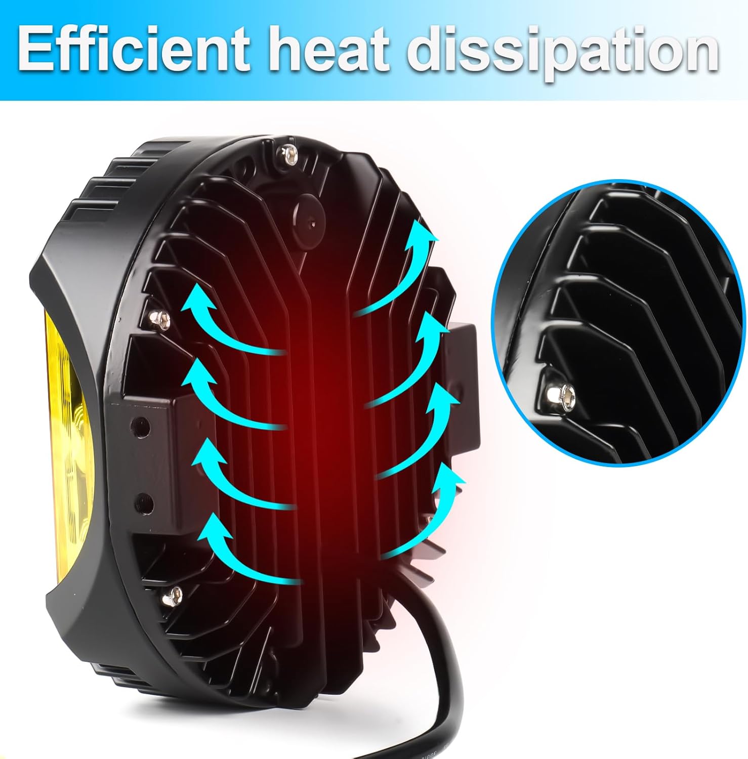 LIGBT 7 Inch Pair Amber Round LED Offroad Lights 90W Amber Yellow Off Road Light Fog Lights Driving lightsWaterproof Light Pods for Pickup Trucks 4x4 SUV ATV UTV