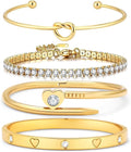 18 K Gold Plated Love Bangle Bracelet Stack Cuff Jewelry for Women Jewelry Set for Women Gift with Box