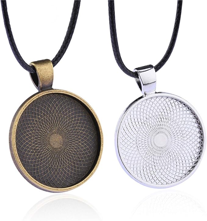Lind Kitchen 25pcs Round Bezel Pendant Trays Setting Cabochon Blank Base for DIY Crafting Photo Jewelry Findings Making Accessories 25mm