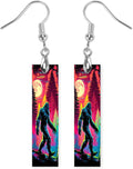 Earrings Handmade Bar Wood Earrings Light Weight Printed Image Dangle Earring Jewelry