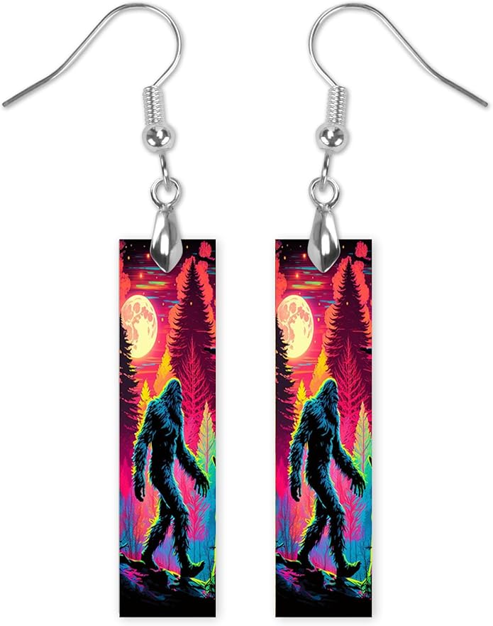 Earrings Handmade Bar Wood Earrings Light Weight Printed Image Dangle Earring Jewelry