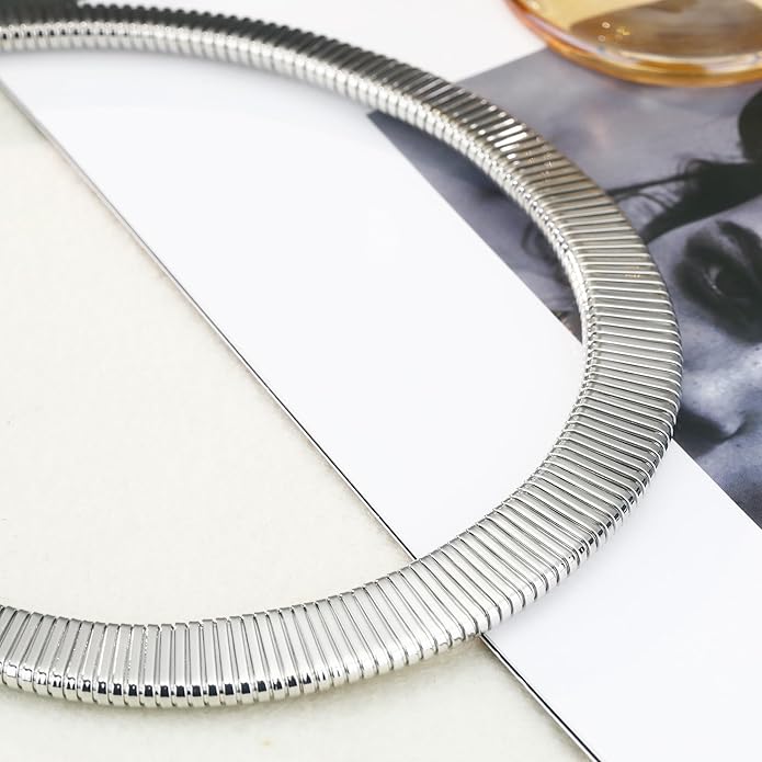 Chunky Gold Choker Necklace for Women, 14K Gold Plated Snake Chain Statement Necklace Triple Twsited Layered Choker Necklaces Jewelry Gifts