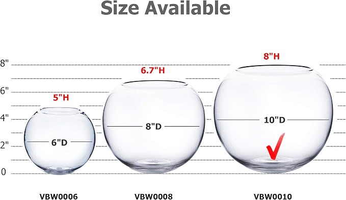 WGV Bowl Glass Vase, Diameter 10", Height 8", Open Width 6", 1 Piece - Image 3