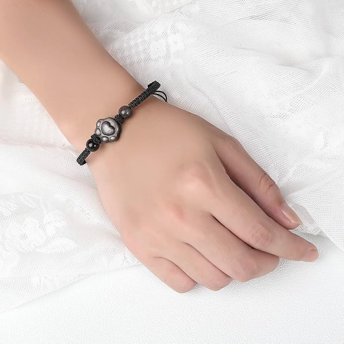 Money Attraction Cat Bracelet - Black Obsidian Women Bracelets -Wealth Prosperity Abundance Stone Bead Bracelet, Entrepreneur Business Luck Beaded Bracelets,Spiritual Mood Energy Cute Protection Stretch Bracelet,Health Good Luck Feng Shui Bracelets For...