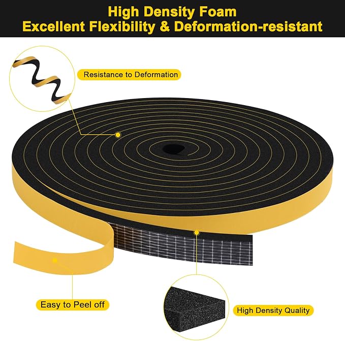 1/2in Square Foam Weather Stripping, Self Adhesive, Cut Energy Bills | Blocks - Image 5