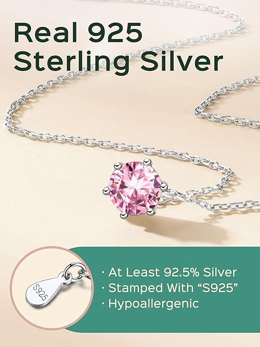 ChicSilver 925 Sterling Silver 12 Months Sparkling Round Cut Created Birthstone Pendant Necklace, 16 Inch Rolo Chain