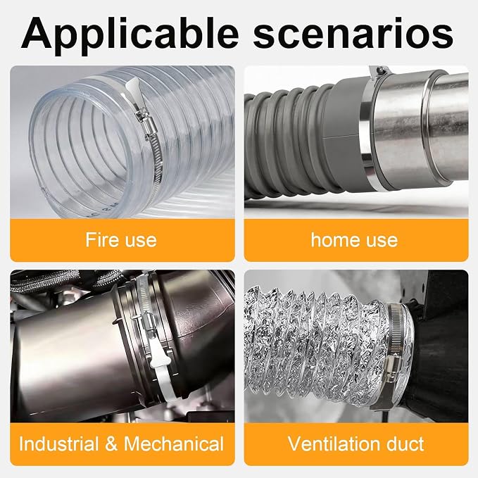2Pcs Dryer Vent Clamp 3 Inch, 304 Stainless Steel Worm Gear Dryer Hose Clamp - Image 6