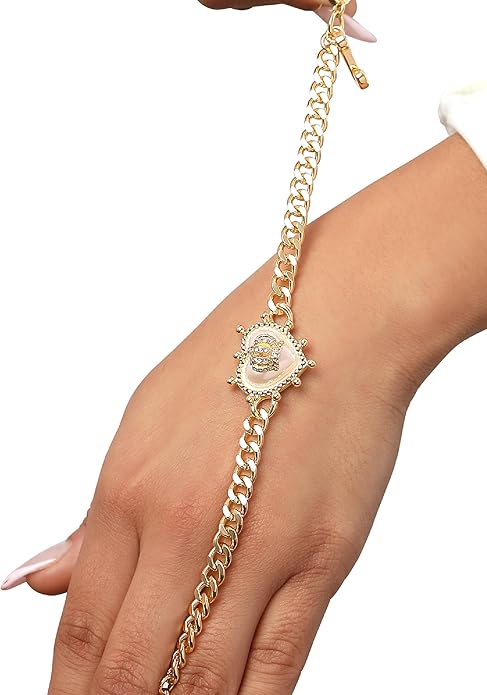 Juicy Couture Bracelet 7-7.5", Goldtone Heart Charm and Toggle Bracelets for Women, Juicy Jewelry