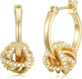 14K Gold Plated Hoop Earrings for Women Gold Plated Earrings for Women Gold Knot Earring for Womens Hoops Hypoallergenic Rotating Love Knot Design Dainty Dangle Drop Earring