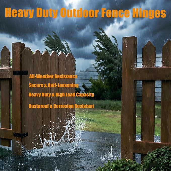 Fence Hinges for Outdoor Wood Gates Heavy Duty, 270°Solid Folding Butt Hinges - Image 4