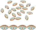 MECCANIXITY 20 Pcs Eye Shaped Evil Eye Beads Colorful Flat Loose Spacer Evil Eye Charms for DIY Bracelet Earrings Necklace Crafts Jewelry Making, Sky Blue